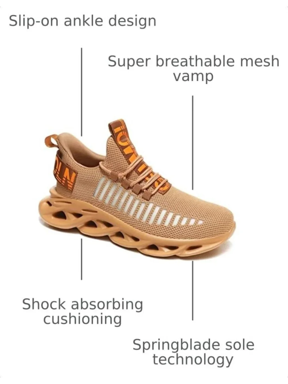 🆕Men's Light Brown Slip on Breathable Walking Shoes Ultra Lightweight Casual